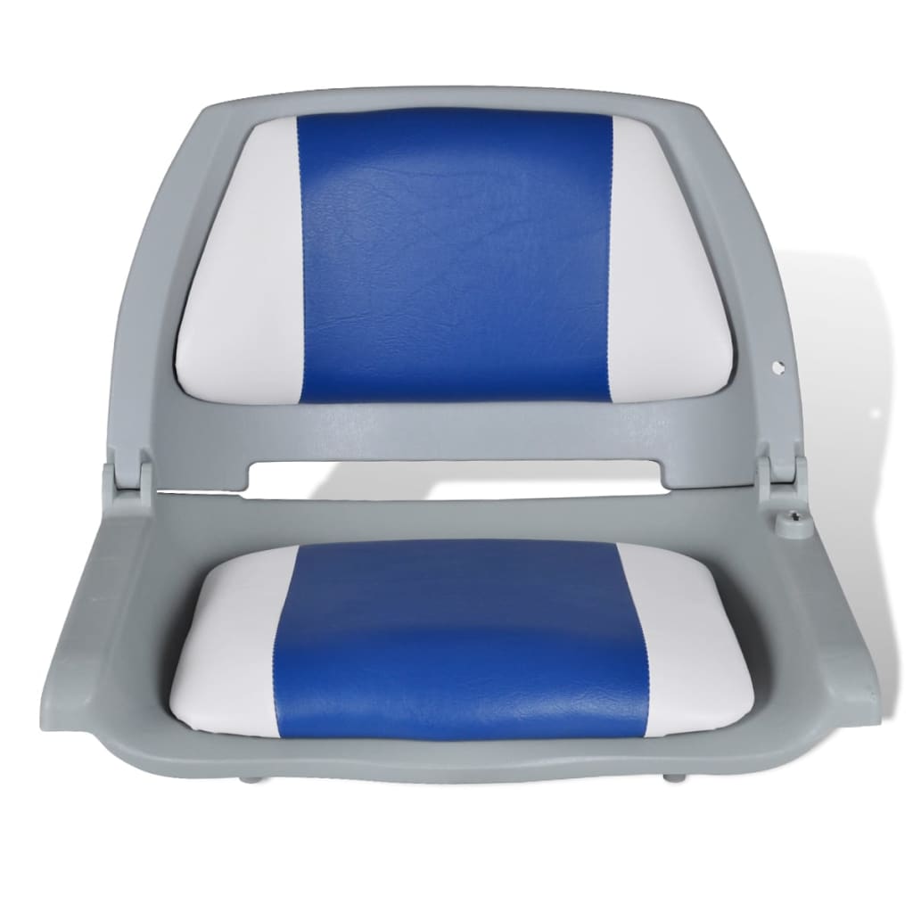 Boat Seat Foldable Backrest with Blue-white Pillow 48x51x41 cm