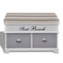 White Storage & Entryway Bench with Grey Cushion Top 2 Drawer