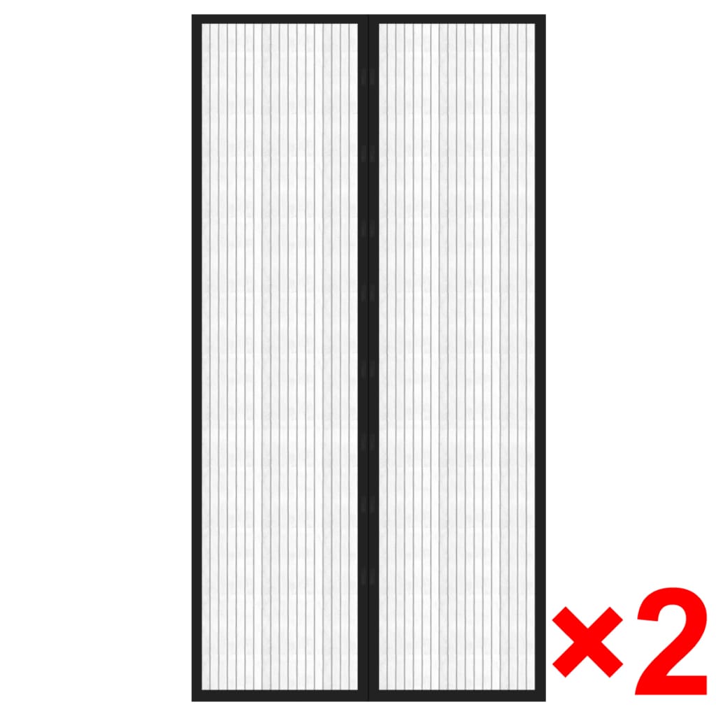 Insect Door Curtain 210 x 100 cm 2 pcs Magnet Black