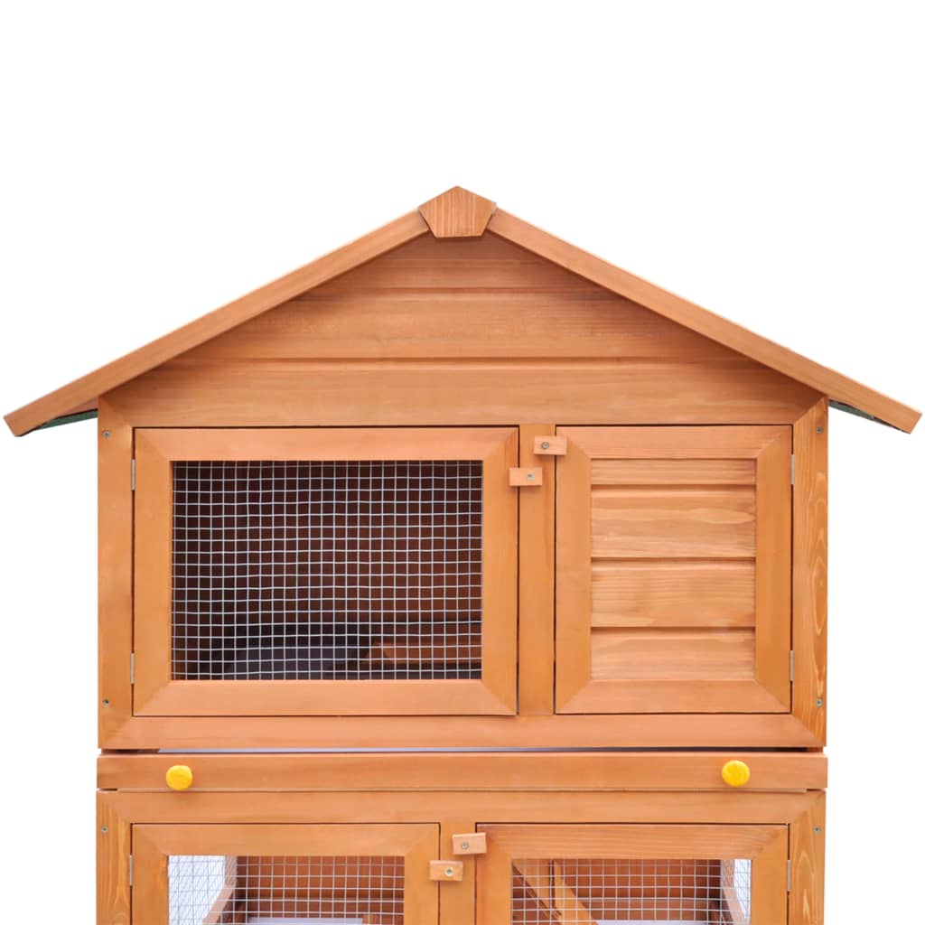 Outdoor Rabbit Hutch Small Animal House Pet Cage 3 Layers Wood