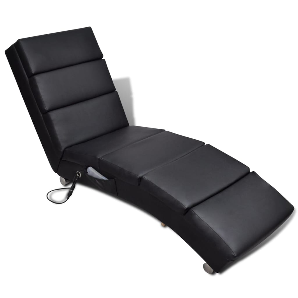 Massage Lounger Black Faux Leather