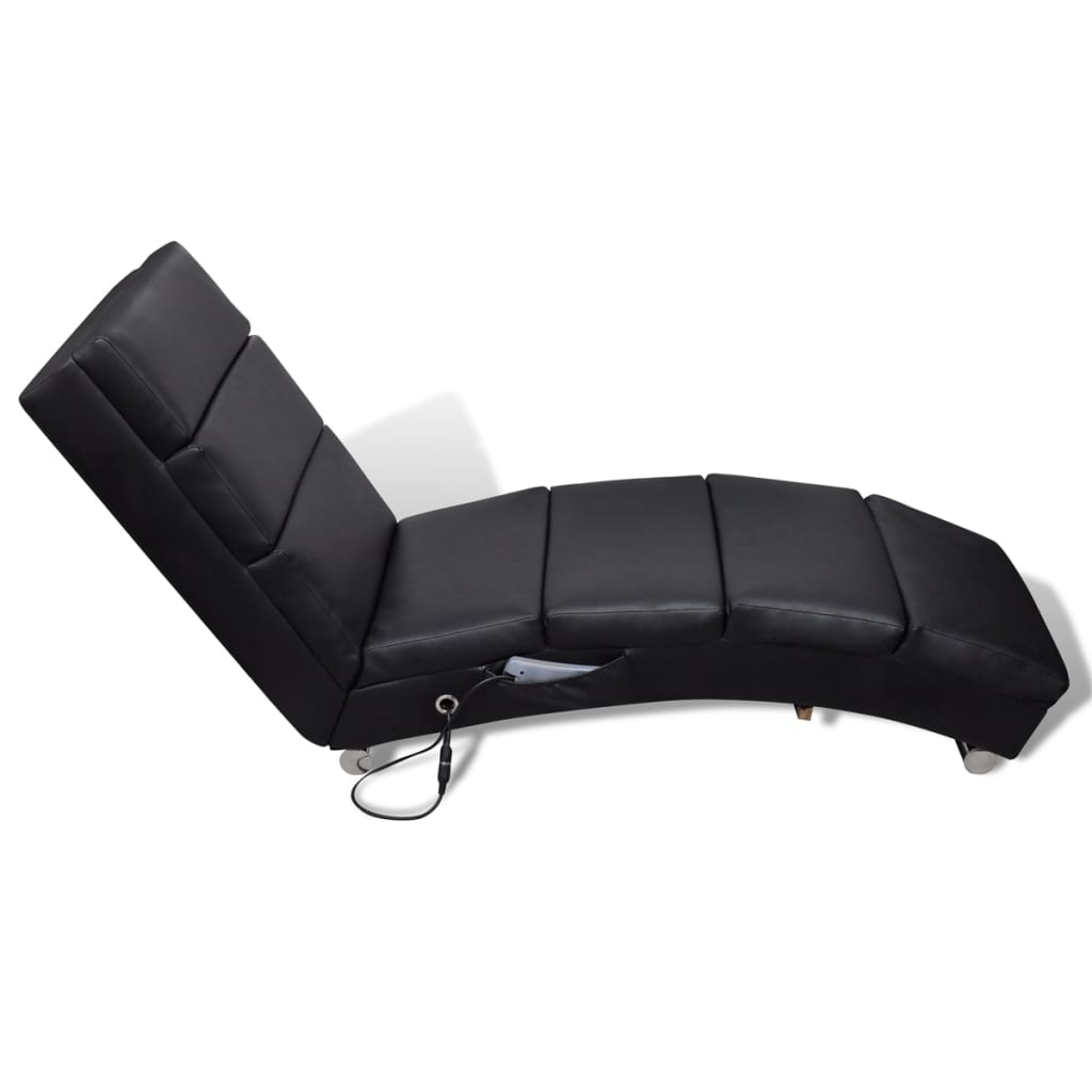 Massage Lounger Black Faux Leather