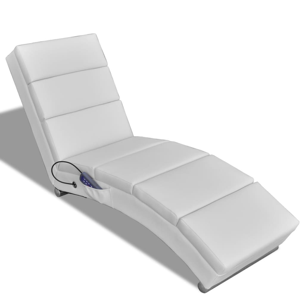 Massage Lounger White Faux Leather