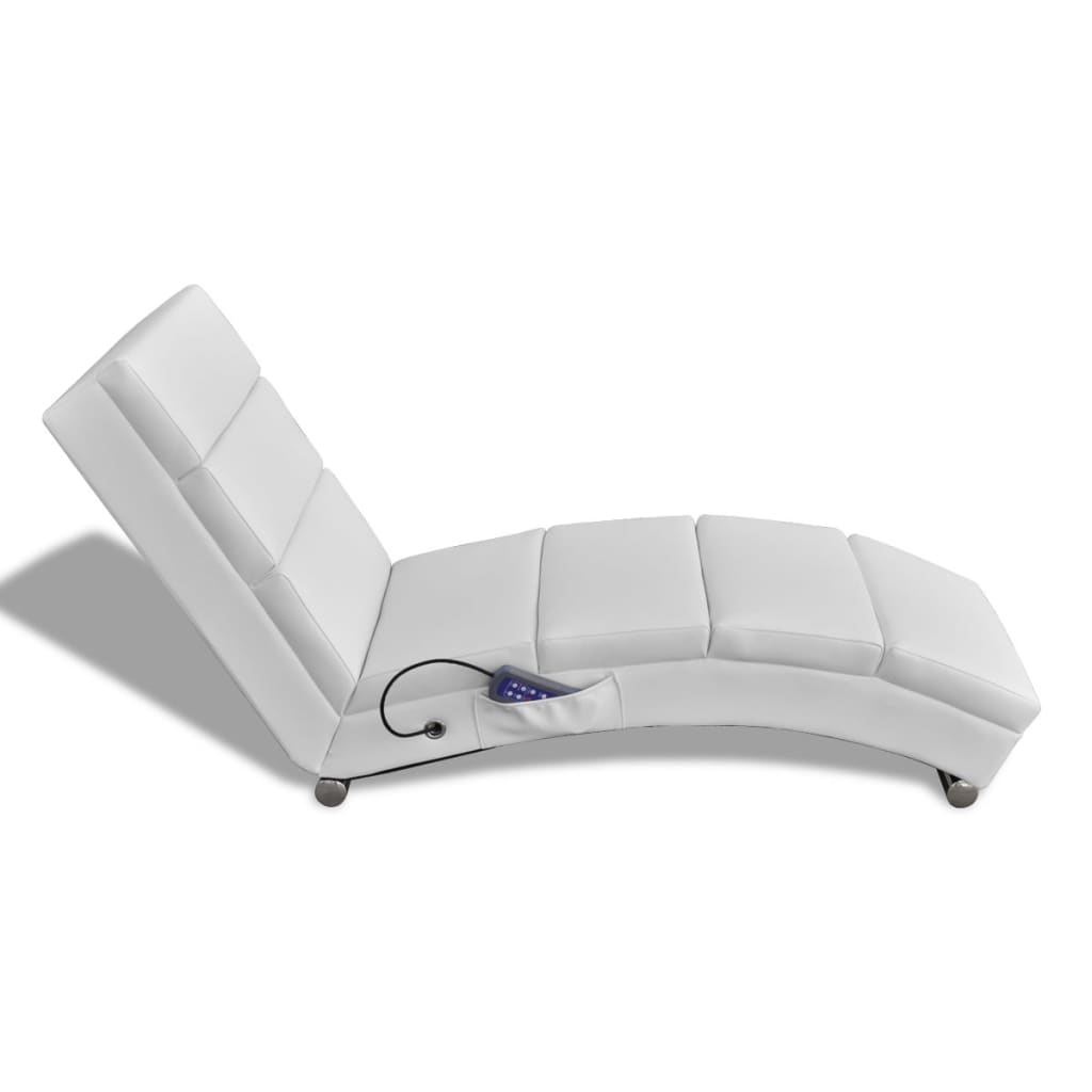 Massage Lounger White Faux Leather