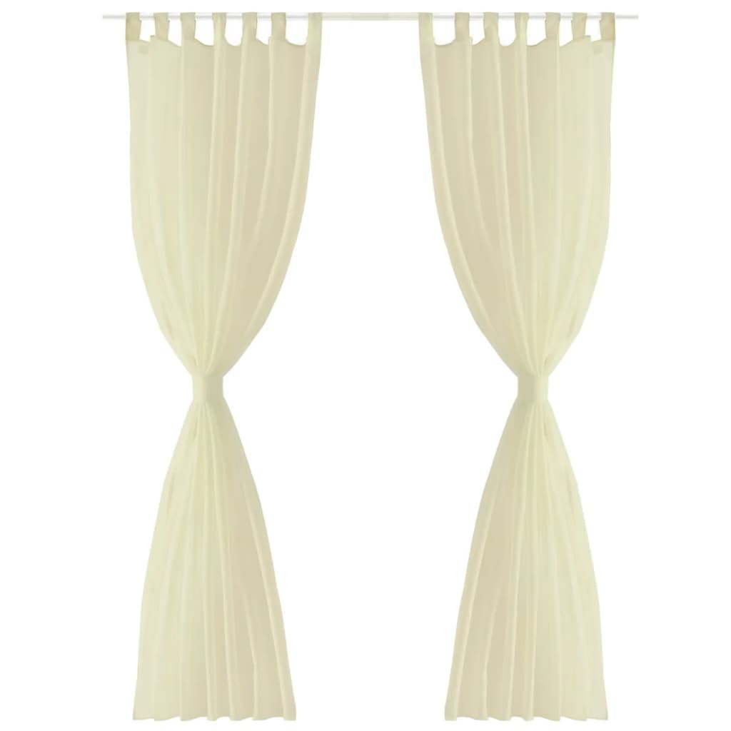 Cream Sheer Curtain 140 x 175 cm 2 pcs