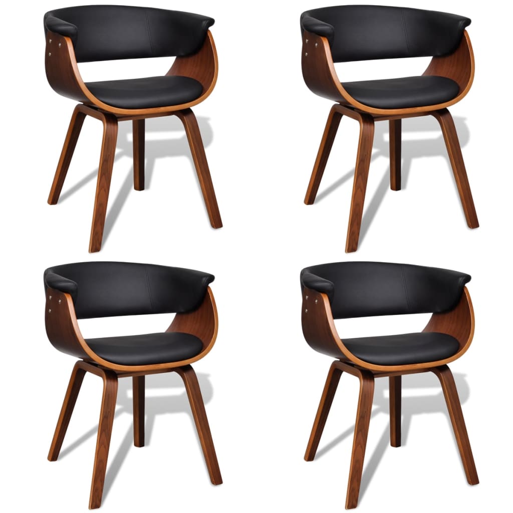 Dining Chairs 4 pcs Bent Wood and Faux Leather