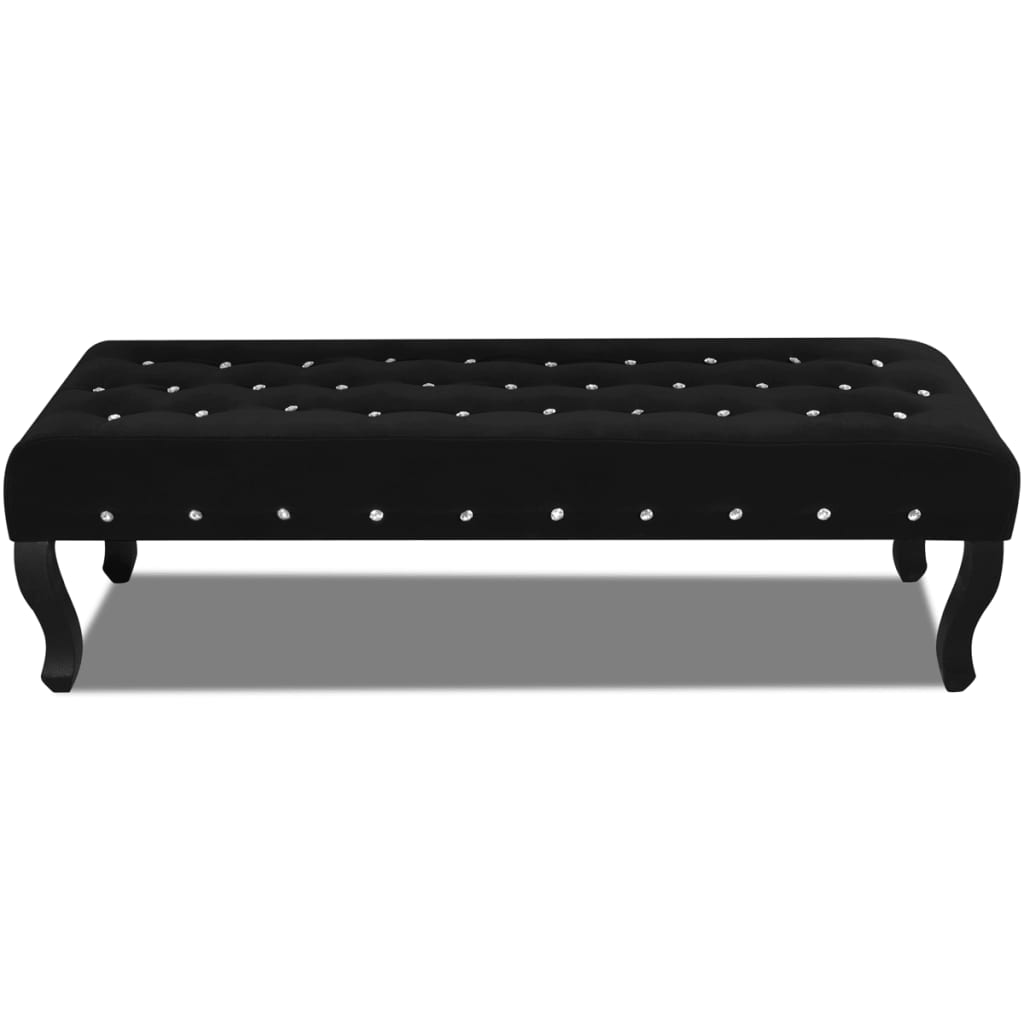 Black Bench Velvet Fabric with Crystal Buttons