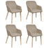 Dining Chairs 4 pcs with Oak Frame Beige Fabric and Solid Oak Wood