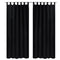 2 pcs Black Micro-Satin Curtains with Loops 140 x 245 cm