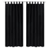 2 pcs Black Micro-Satin Curtains with Loops 140 x 245 cm