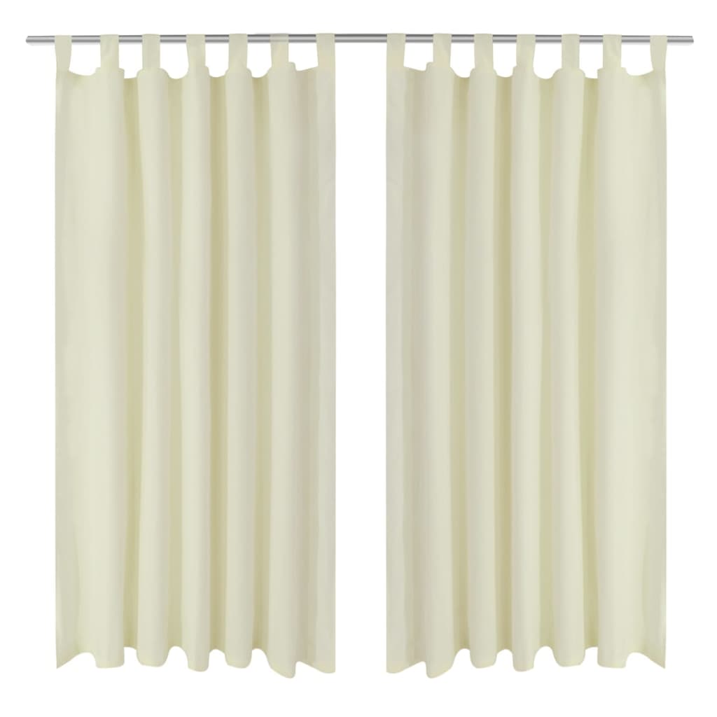 2 pcs Cream Micro-Satin Curtains with Loops 140 x 175 cm