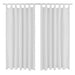 2 pcs White Micro-Satin Curtains with Loops 140 x 225 cm