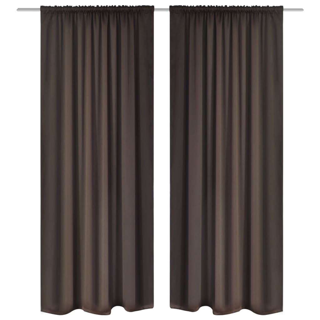 Blackout Curtains 2 pcs Slot-Headed 135 x 245 cm Brown