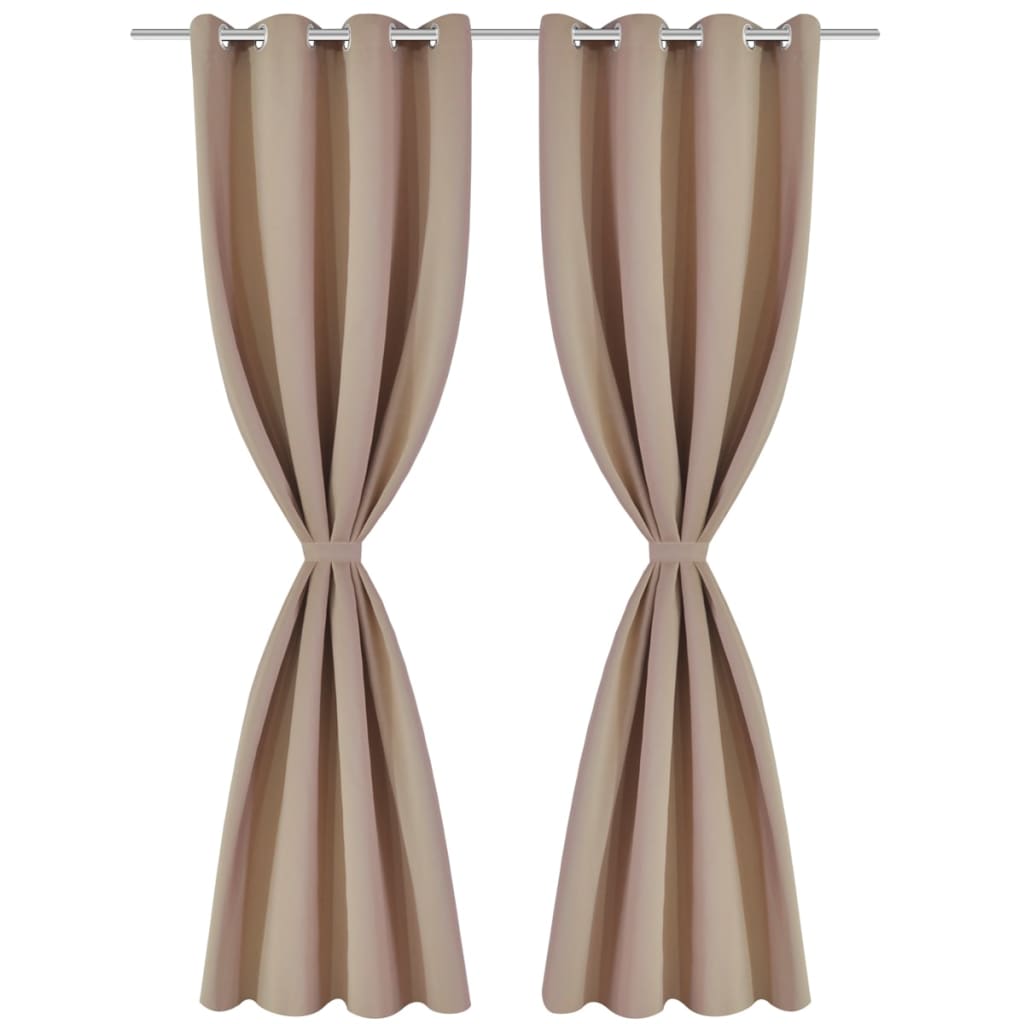 2 pcs Cream Blackout Curtains with Metal Rings 135 x 245 cm