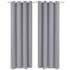 2 pcs Grey Blackout Curtains with Metal Rings 135 x 245 cm