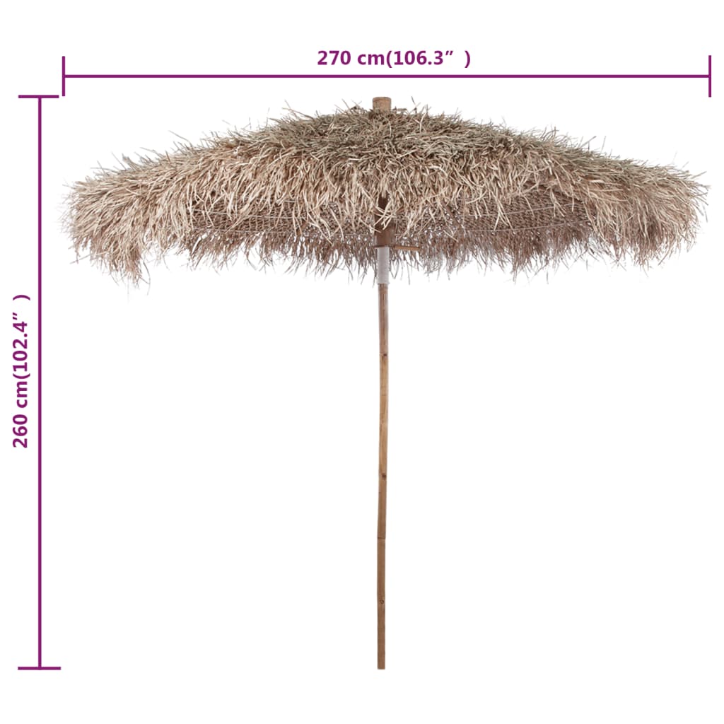 Bamboo Garden Parasol 270 cm with Banana Leaf Roof
