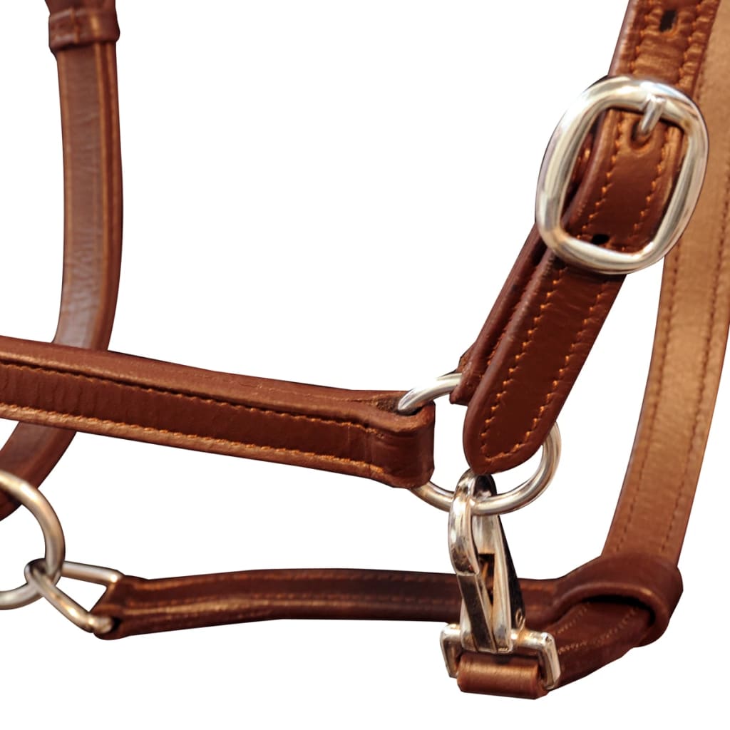 Real Leather Headcollar Stable Halter Adjustable Brown Pony