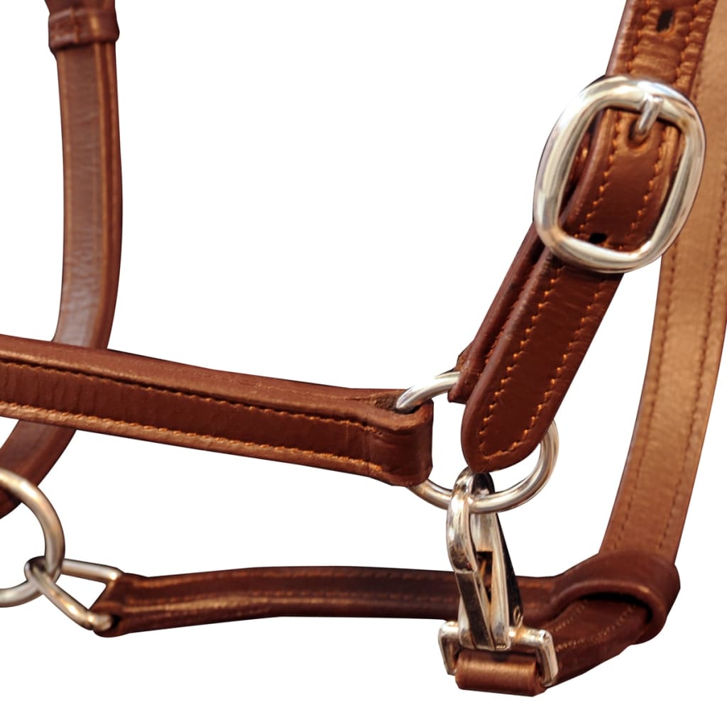 Real Leather Headcollar Stable Halter Adjustable Brown Cob