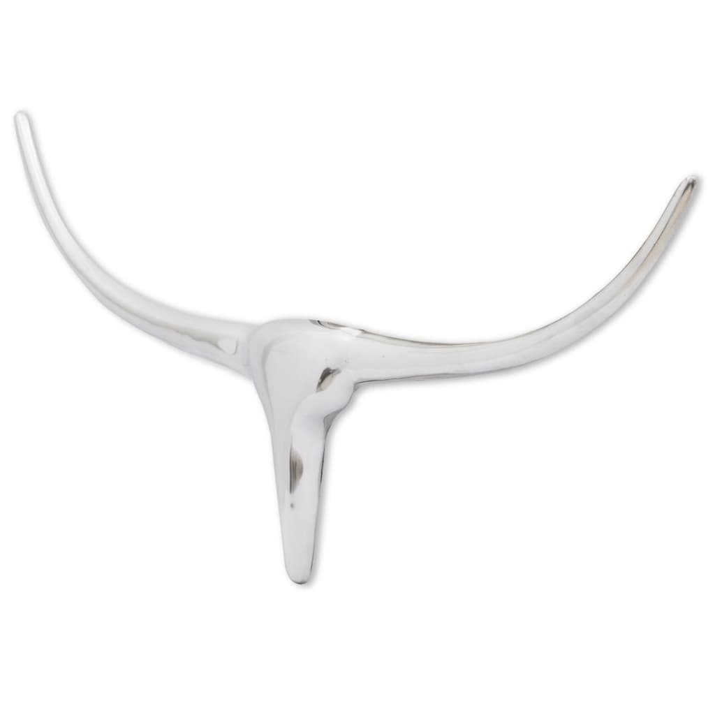 Wall Mounted Aluminium Bull’s Head Decoration Silver 72 cm