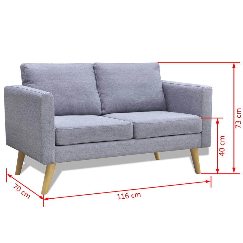 Sofa Set 2-Seater and 3-Seater Fabric Light Grey