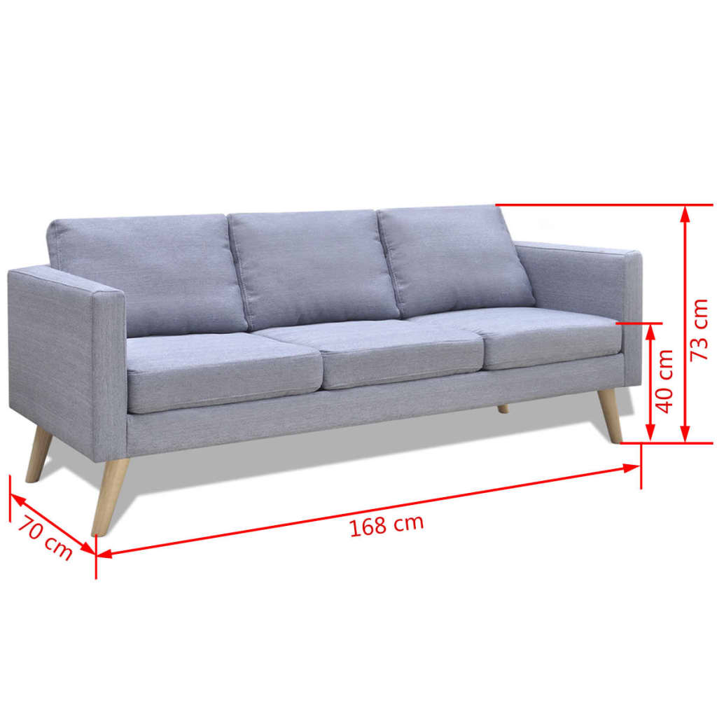 Sofa Set 2-Seater and 3-Seater Fabric Light Grey