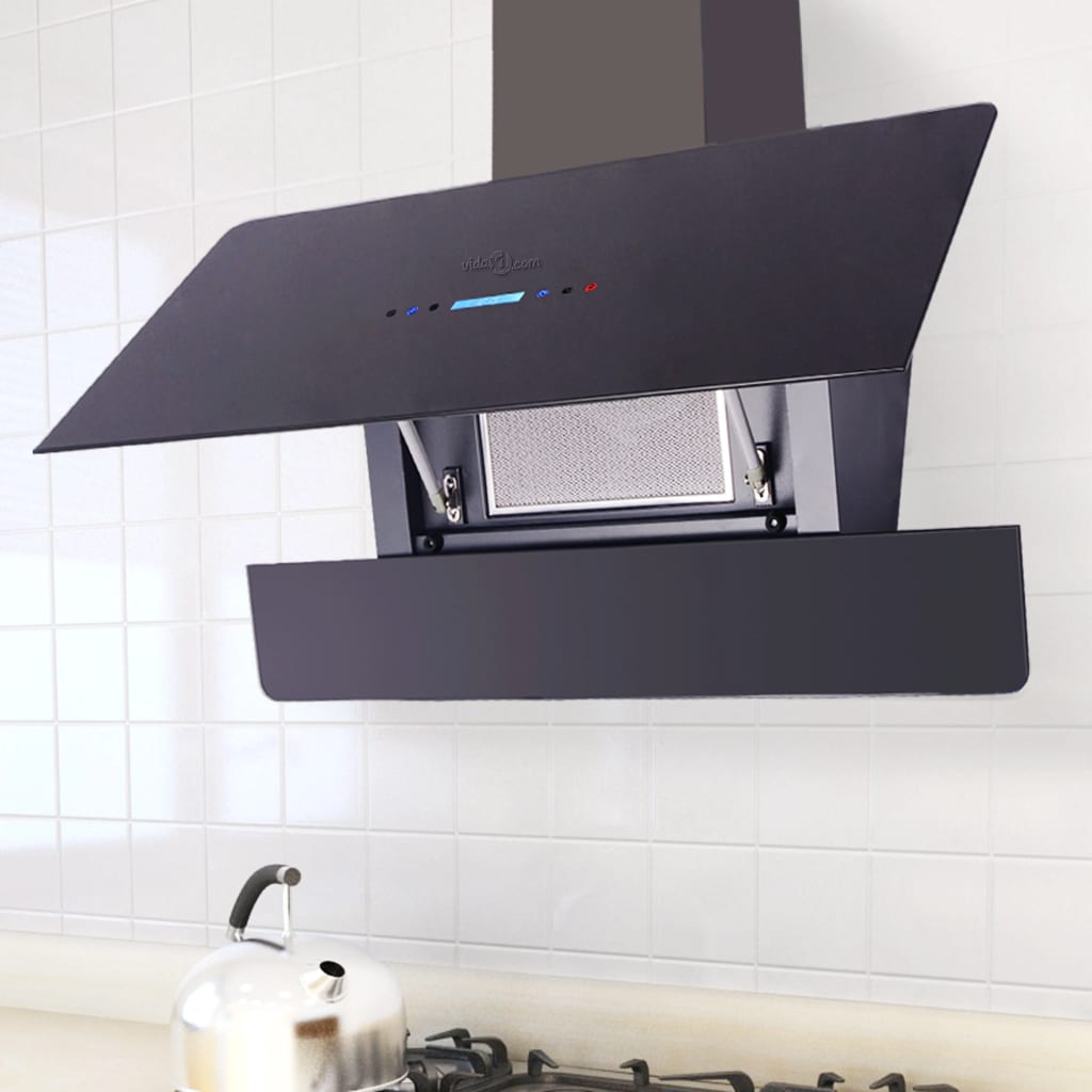 Range Hood with Touch Display Black 900 mm