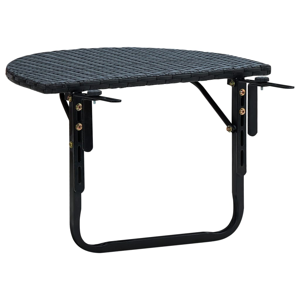 Balcony Table 60x60x32 cm Black Poly Rattan