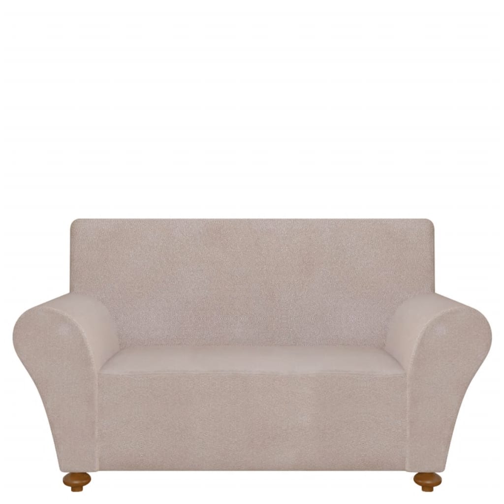 Stretch Couch Slipcover Beige Polyester Jersey