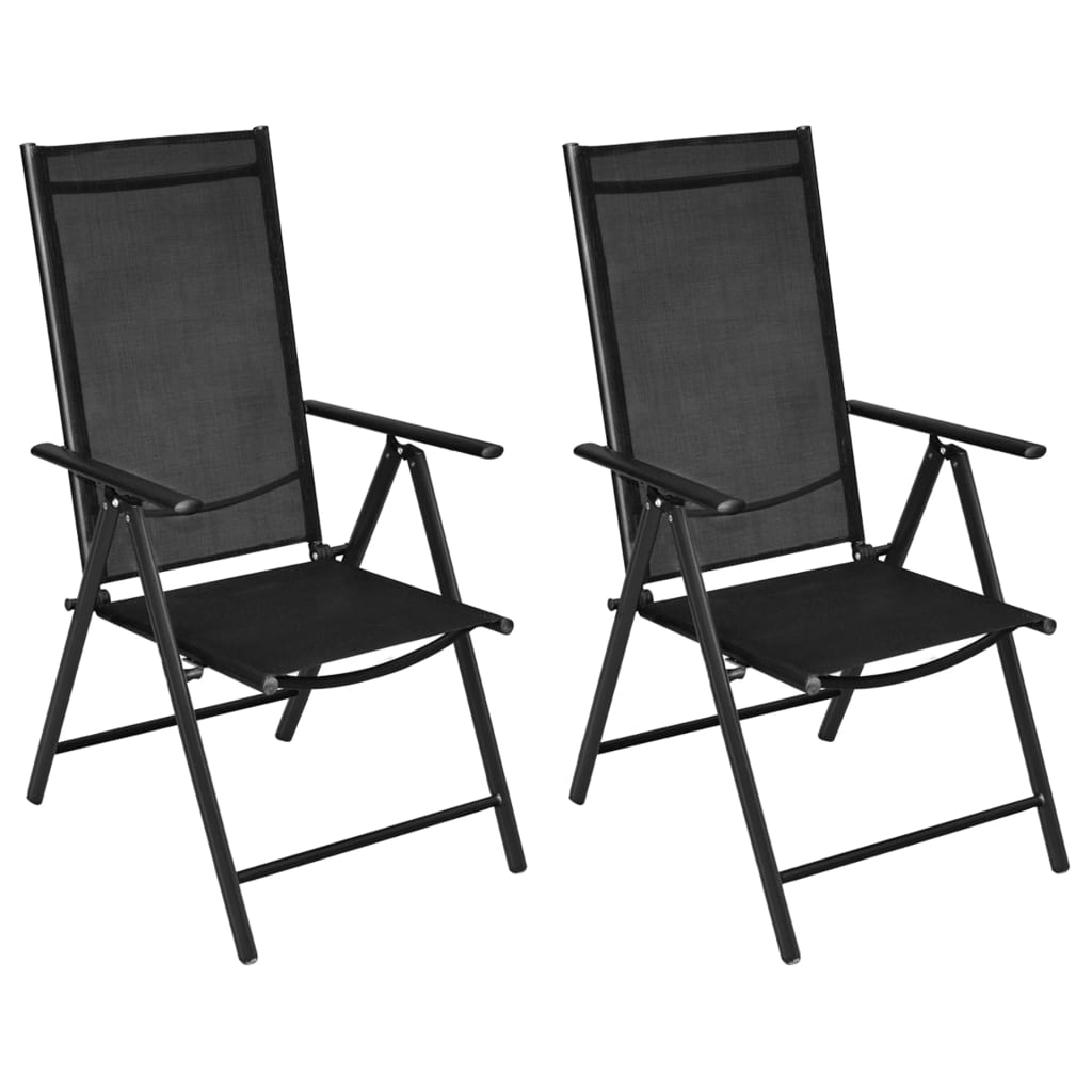 Folding Garden Chairs 2 pcs Aluminium and Textilene Black