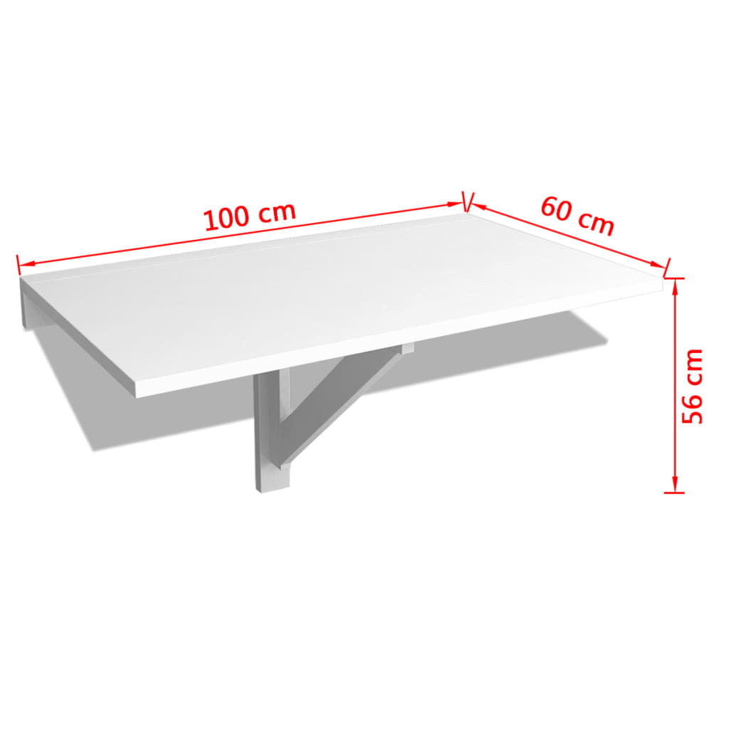 Folding Wall Table White 100x60 cm