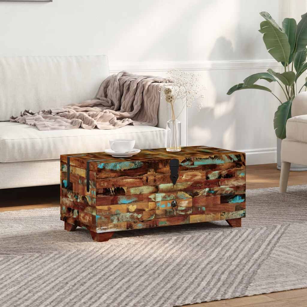 Coffee Table Box Chest Solid Reclaimed Wood 80x40x35 cm