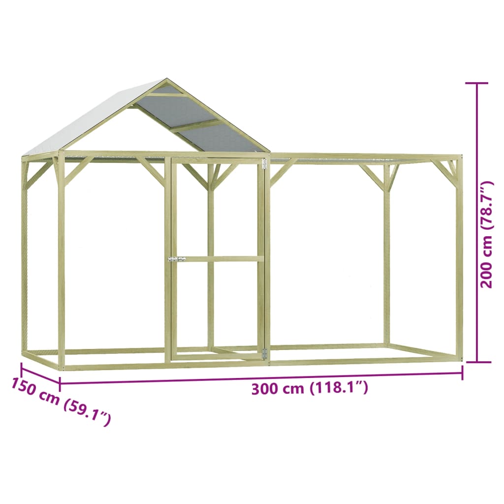 Chicken Cage 3x1.5x2 m Steel