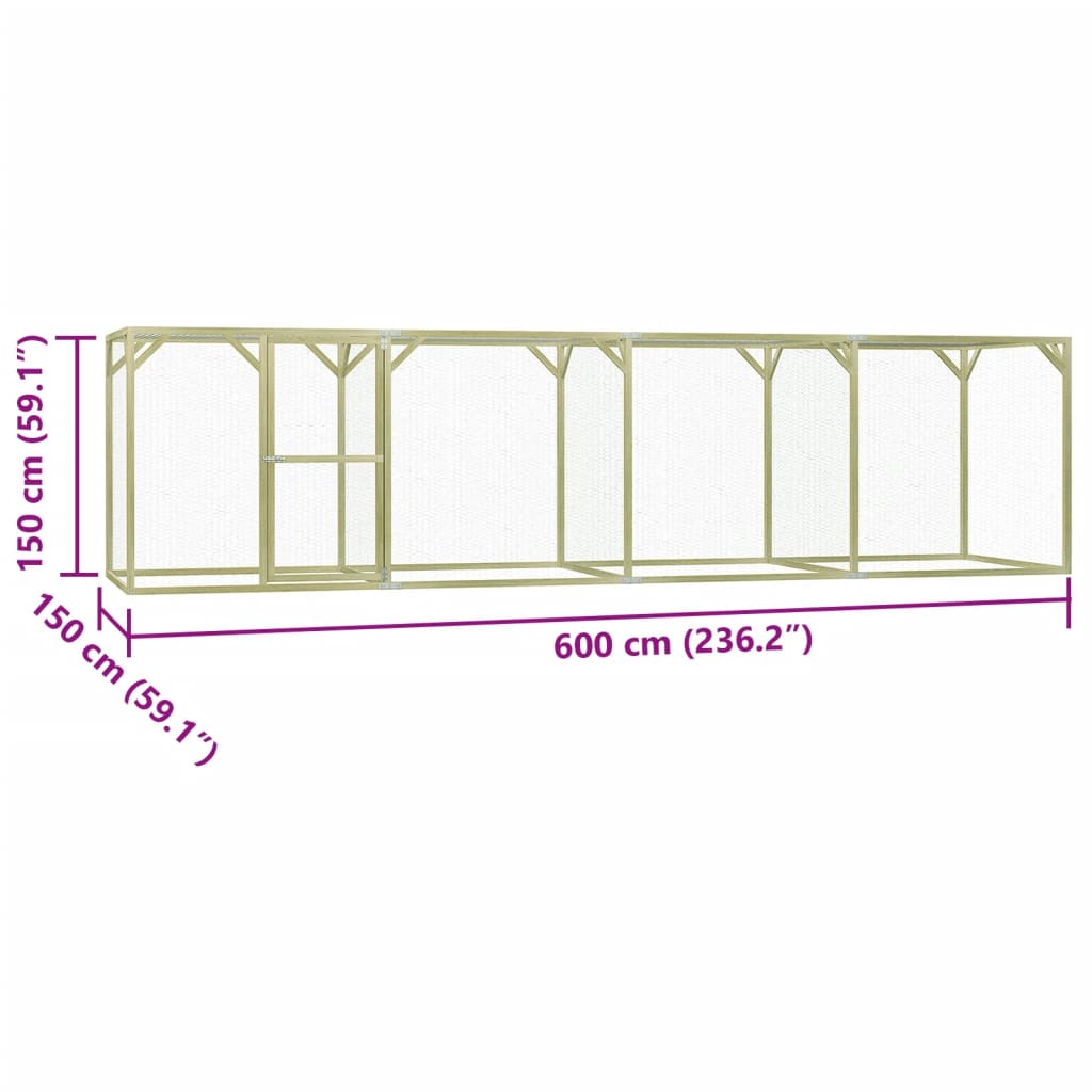 Chicken Cage 6x1.5x1.5 m Steel