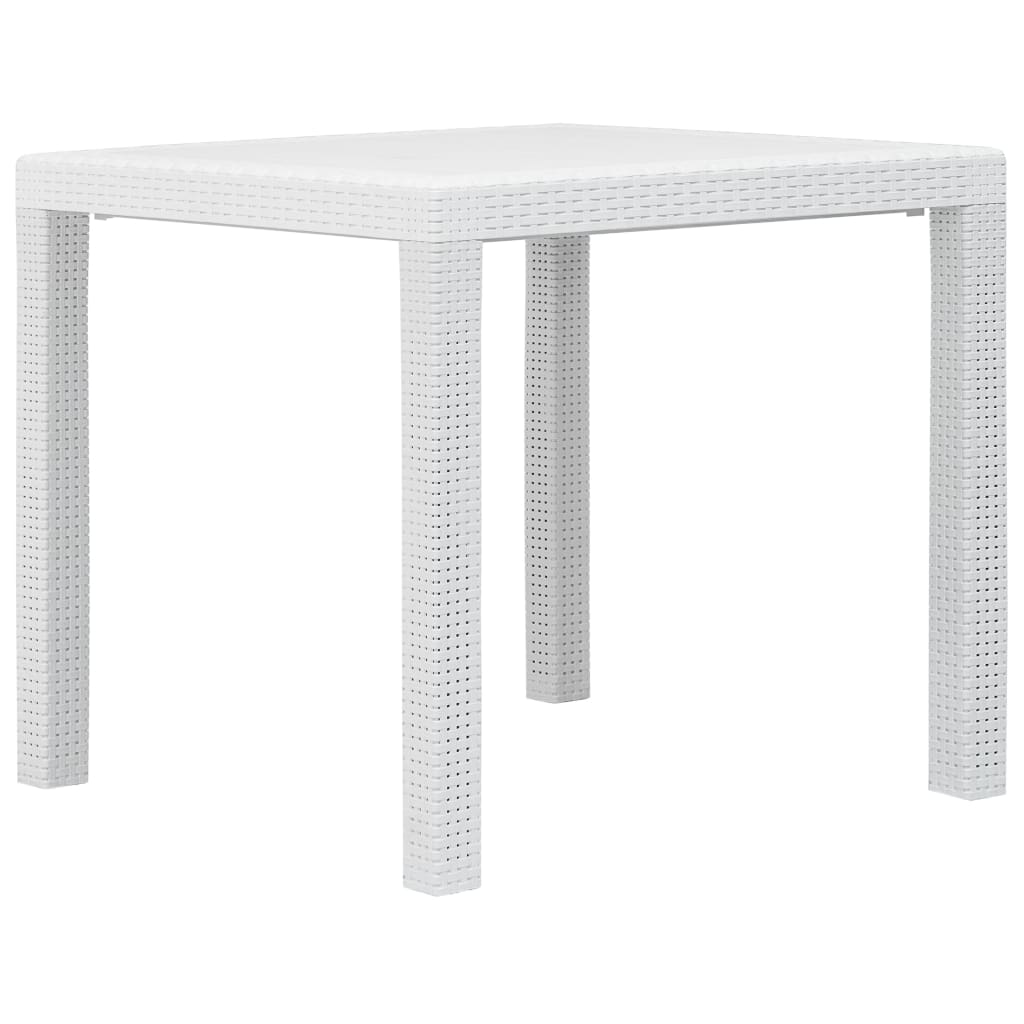 Garden Table White 79x79x72 cm Plastic Rattan Look