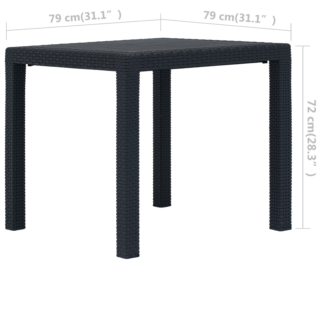 Garden Table Anthracite 79x79x72 cm Plastic Rattan Look