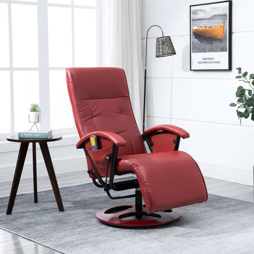 Massage Chair Wine Red Faux Leather