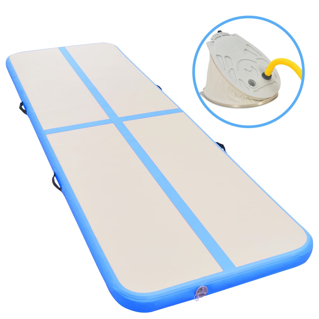 Inflatable Gymnastics Mat with Pump 500x100x10 cm PVC Blue