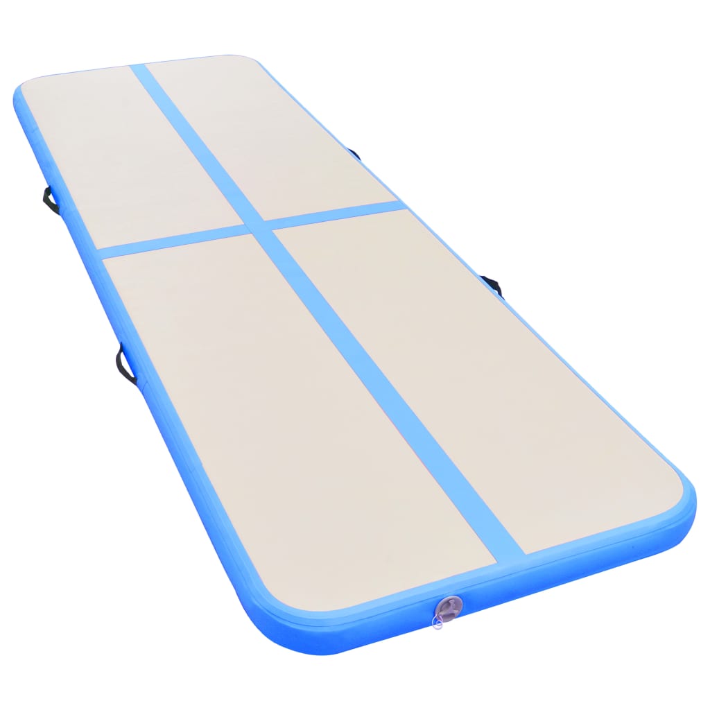 Inflatable Gymnastics Mat with Pump 600x100x10 cm PVC Blue