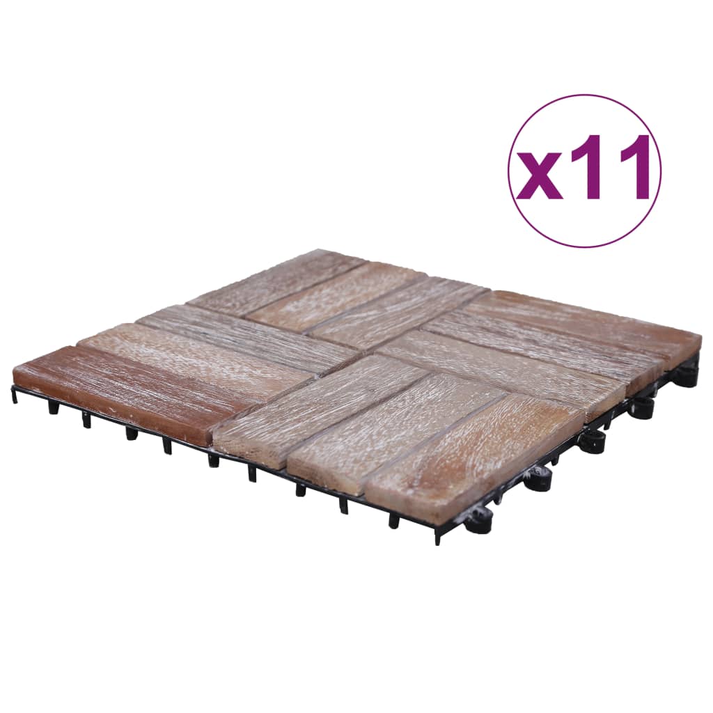 Decking Tiles 11 pcs 30x30 cm Solid Reclaimed Wood