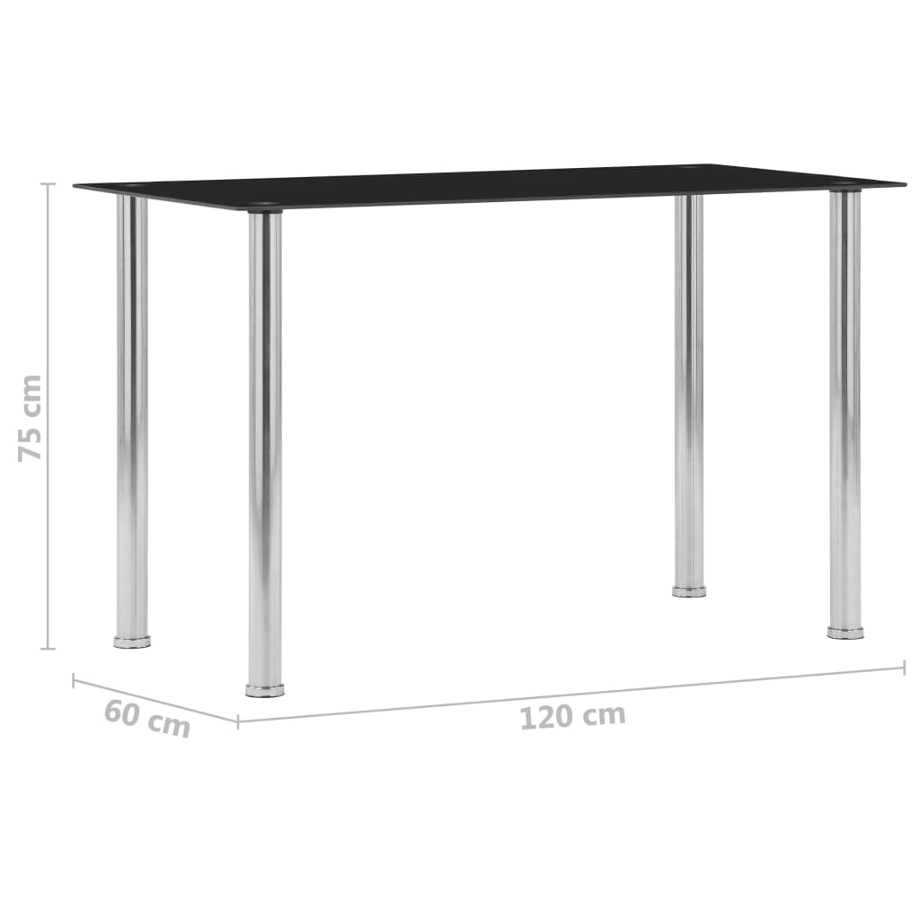 Dining Table Black 120x60x75 cm Tempered Glass
