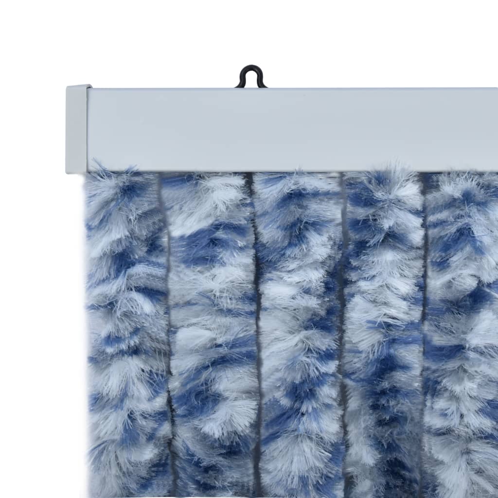 Insect Curtain Blue, White and Silver 56x185 cm Chenille