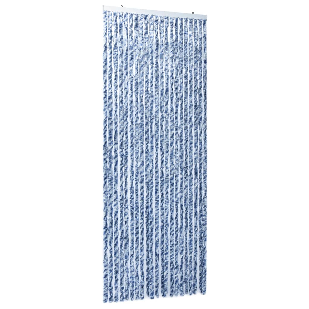 Insect Curtain Blue, White and Silver 90x220 cm Chenille