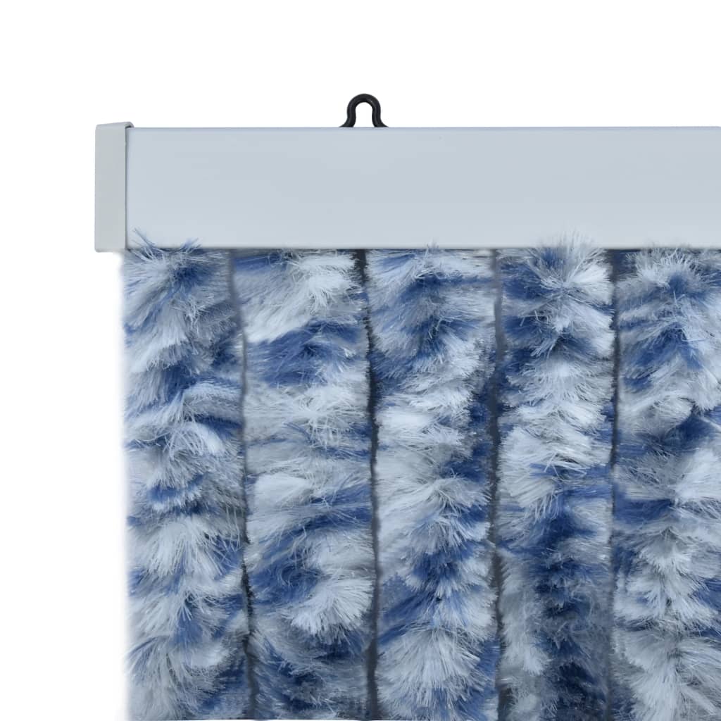 Insect Curtain Blue, White and Silver 90x220 cm Chenille