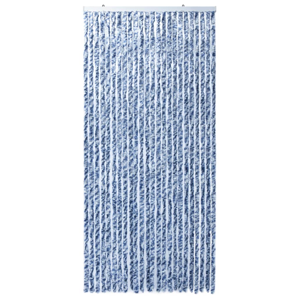 Insect Curtain Blue, White and Silver 100x220 cm Chenille