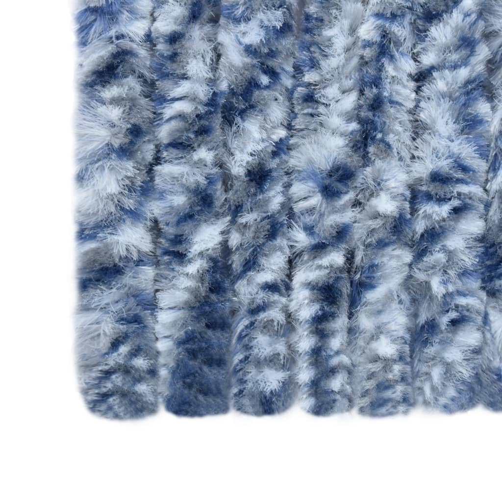 Insect Curtain Blue, White and Silver 100x220 cm Chenille