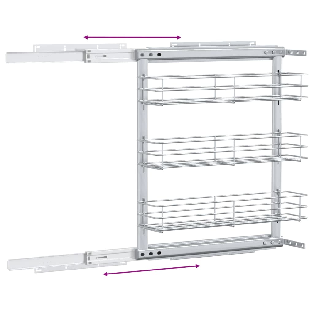 3-Tier Pull-out Kitchen Wire Basket Silver 47x15.5x55.5 cm