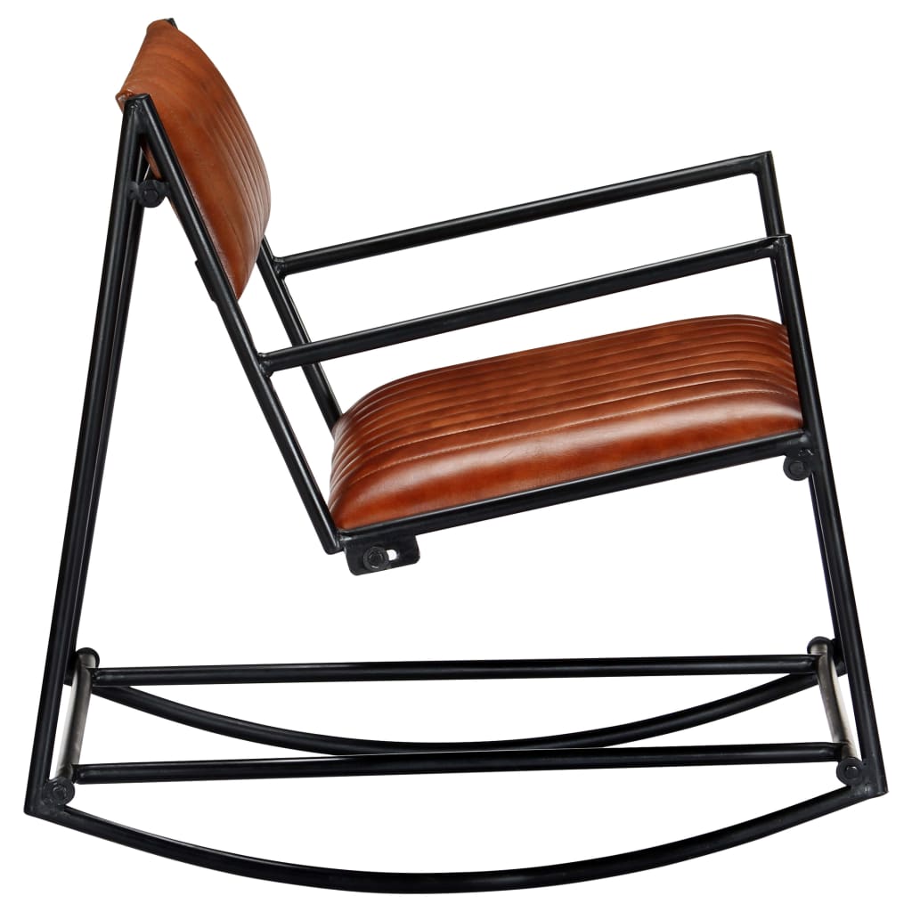 Rocking Chair Brown Real Leather