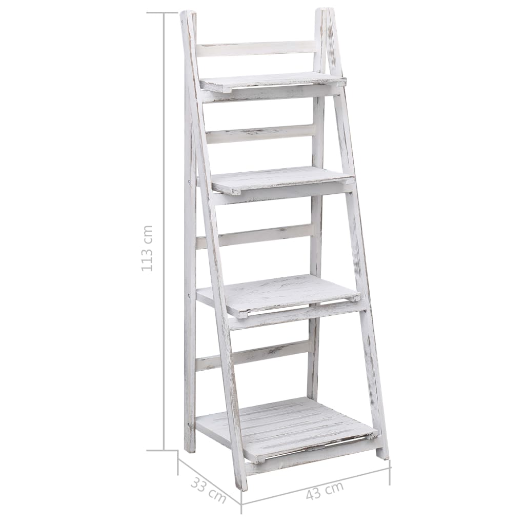 4-Tier Plant Stand White 43x33x113 cm Wood