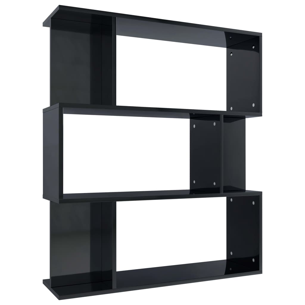 Book Cabinet/Room Divider High Gloss Black 80x24x96 cm