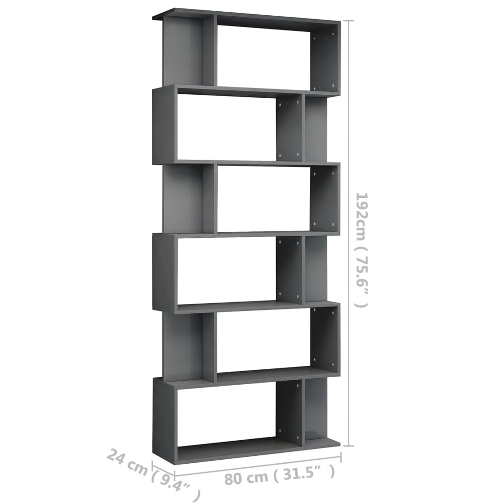 Book Cabinet/Room Divider High Gloss Grey 80x24x192 cm